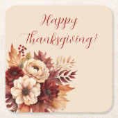 Waterverf Herfst Bloemen-Thanksgiving- Kartonnen Onderzetters (Voorkant)