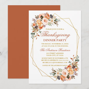 Waterverf Herfst Bloemen Thanksgiving Party Kaart