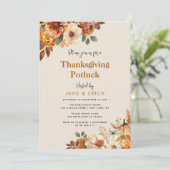 waterverf herfst bloemen Thanksgiving potluck Kaart (Staand voorkant)