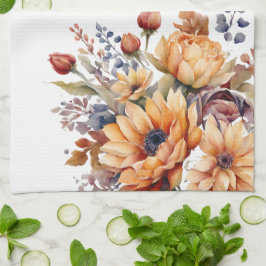 Waterverf Herfst Bloemen- Theedoek