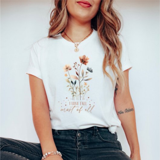 Waterverf Herfst Bloemen voor Herfst liefhebbers T-shirt