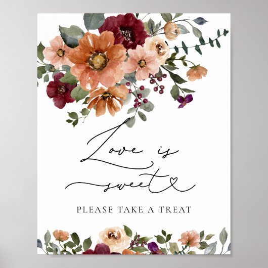 Waterverf Herfst Bloemenliefde is zoet Neem een tr Poster (Voorkant)