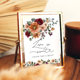 Waterverf Herfst Bloemenliefde is zoet Neem een tr Poster