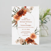 waterverf herfst bloementerracotta bruiloft folie uitnodiging (Staand Voorkant)