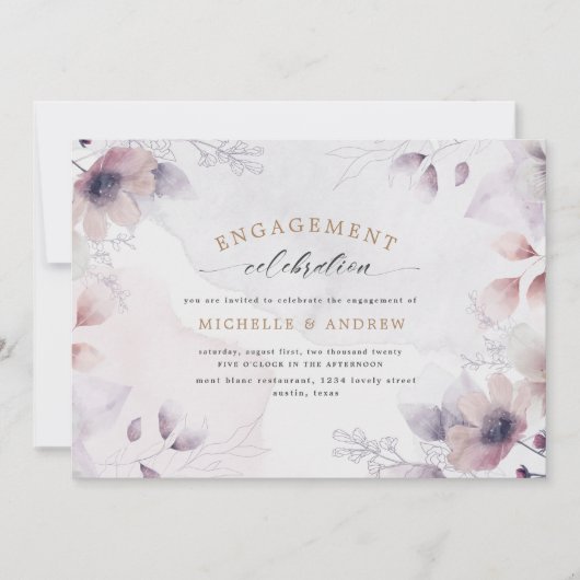 waterverf herfst bloemenuitnodiging verloving kaart (Voorkant)