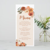 Waterverf Herfst Bloemige Rustieke Pompoen Diner Menu (Staand voorkant)
