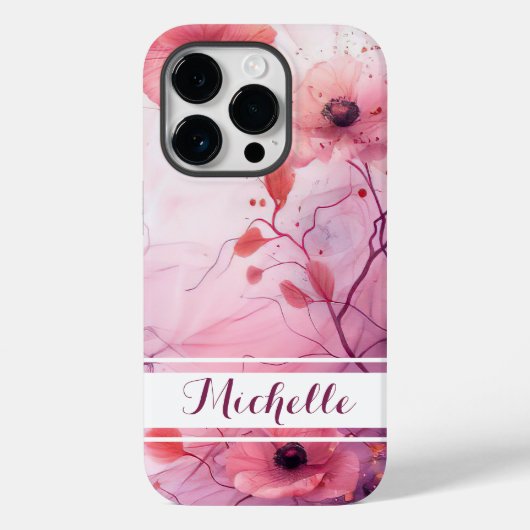 waterverf herfst bloempatroon met naam Case-Mate iPhone case (Achterkant)