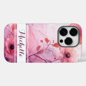 waterverf herfst bloempatroon met naam Case-Mate iPhone case (Achterkant (horizontaal))