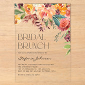 Waterverf Herfst Bloemstuk Bruids Brunch Acryl Uitnodigingen (Voorkant)