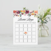 Waterverf herfst blooms bridal bingo Shower Game Informatiekaartje (Staand voorkant)