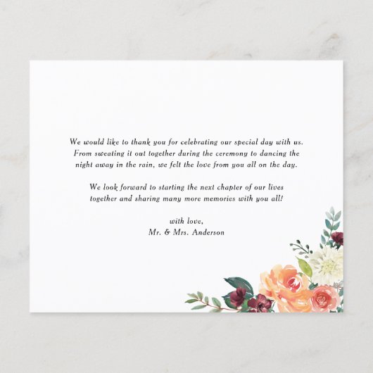 Waterverf herfst blooms bruiloft Hartelijk dank (Achterkant)