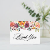 Waterverf herfst blooms feest Dank je wel Briefkaart (Staand voorkant)