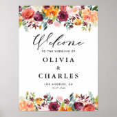 Waterverf herfst blooms feest welkom poster (Voorkant)