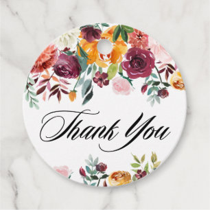 Waterverf herfst blooms Floral bruiloft Dank je Bedankjes Labels