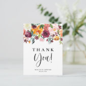 Waterverf herfst blooms Floral bruiloft Dank je Briefkaart (Staand voorkant)