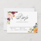 Waterverf herfst blooms Floral RSVP Weddenschap (Voorkant)