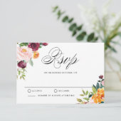 Waterverf herfst blooms Floral RSVP Weddenschap (Staand voorkant)