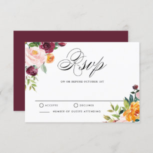 Waterverf herfst blooms Floral RSVP Weddenschap
