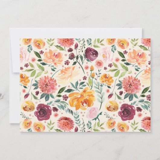 Waterverf herfst blooms Floral Save The Date (Achterkant)