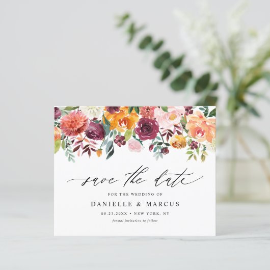 Waterverf herfst blooms Floral sparen de Datum (Staand voorkant)