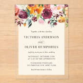  Waterverf herfst blooms Floral Wedding Acryl Uitnodigingen (Voorkant)