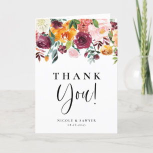 Waterverf herfst blooms Floral Wedding Bedankkaart