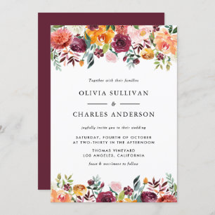 Waterverf herfst blooms Floral Wedding Kaart