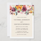 Waterverf herfst blooms Floral Wedding Kaart (Voorkant)