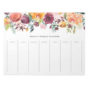 Waterverf herfst Blooms Garland Weekly Planner Notitieblok