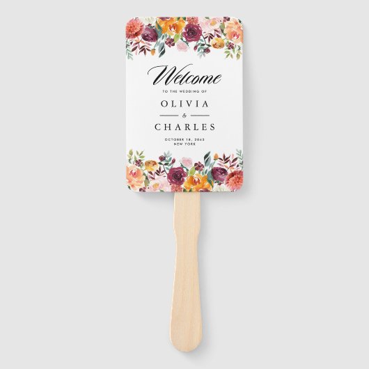 Waterverf herfst Blooms - programma voor weduwen Handwaaier (Voorkant)