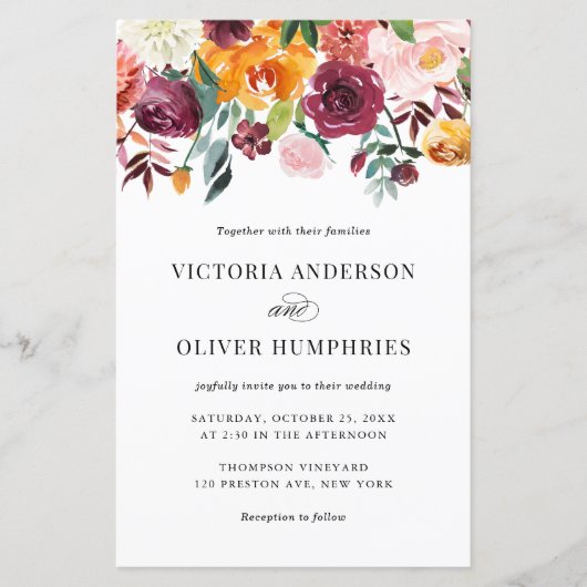 Waterverf herfst Blooms Weddenschap (Voorkant)