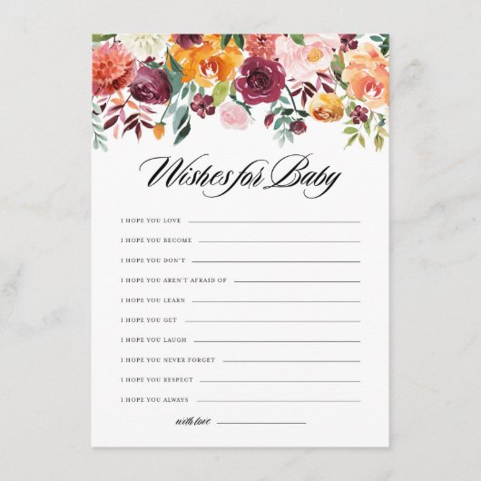 Waterverf herfst Blooms Wishes for Baby Kaart (Voorkant)