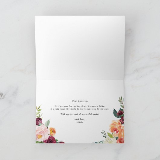 Waterverf herfst blooms zal je mijn Bridesmaid zij Kaart (Binnen)