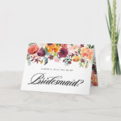 Waterverf herfst blooms zal je mijn Bridesmaid zij Kaart (Voorkant)