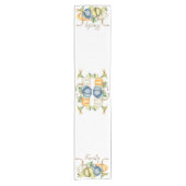 Waterverf Herfst Blue Oranje Pumpkin Korte Tafelloper (Voorkant)