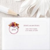 Waterverf Herfst Boeket Elegant Trouwadres Etiket (Insitu)