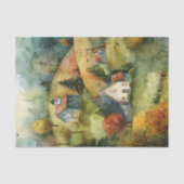 WATERVERF HERFST BOERDERIJ ONTKOPPELING WEEFSELPAP TISSUEPAPIER (Voorkant)