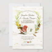 Waterverf Herfst Boho Floral Fether Couples Shower Kaart (Voorkant)