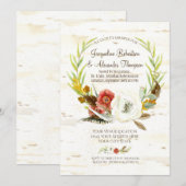 Waterverf Herfst Boho Floral Fether Couples Shower Kaart (Voorkant / Achterkant)
