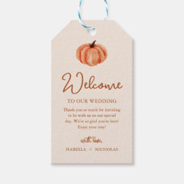 Waterverf Herfst Boho Pompoen Trouw Welkom Cadeaulabel