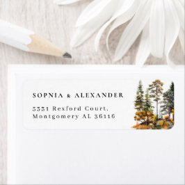 Waterverf herfst bos bruiloft adres etiket