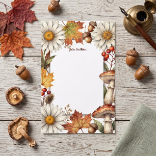 Waterverf Herfst Bos Paddenstoel Madeliefje Bloeme Briefpapier