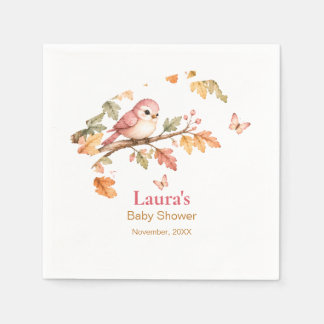 Waterverf Herfst Bosland Vogel & Herfstbladeren Servet