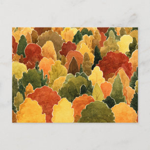 Waterverf herfst boslandschap feestdagenkaart