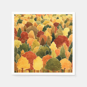 Waterverf herfst boslandschap servet