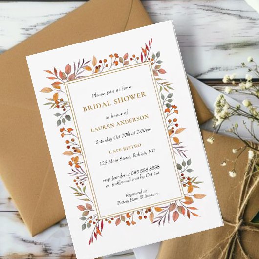 Waterverf Herfst Botanisch lijst Vrijgezellenfeest Aankondiging