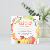 Waterverf Herfst Bounty krans pompoen Thanksgiving Kaart (Staand voorkant)