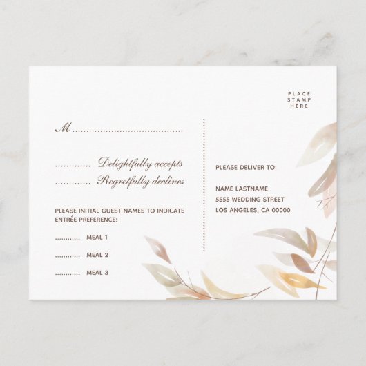 Waterverf herfst Branch RSVP Briefkaart Keuze uit (Achterkant)