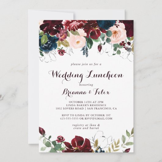 Waterverf herfst bruiloft lunch Vrijgezellenfeest Kaart (Voorkant)