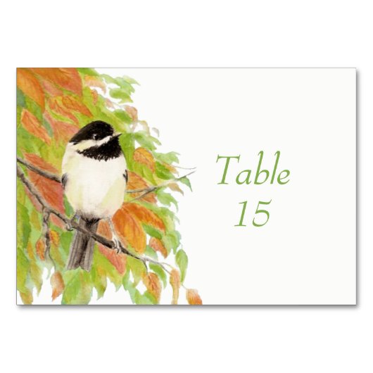 Waterverf Herfst Bruiloft Mees Vogel Kaart (Voorkant)
